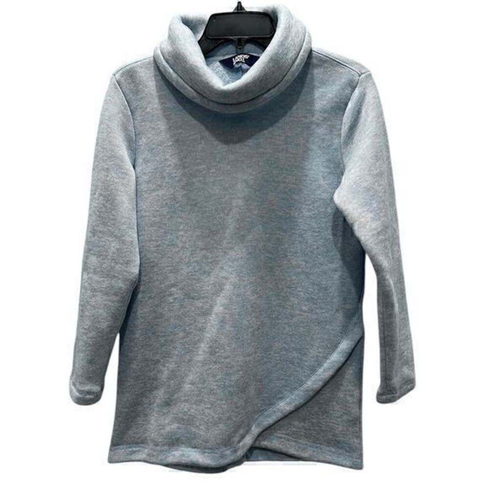 D8 Lands’ End cowl neck tunic lagenlook hem baby cotton candy blue cabin NWOT S